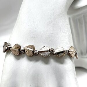 RB Fine Jewelry, Silver Plate Hearts And Flowers Bracelet
